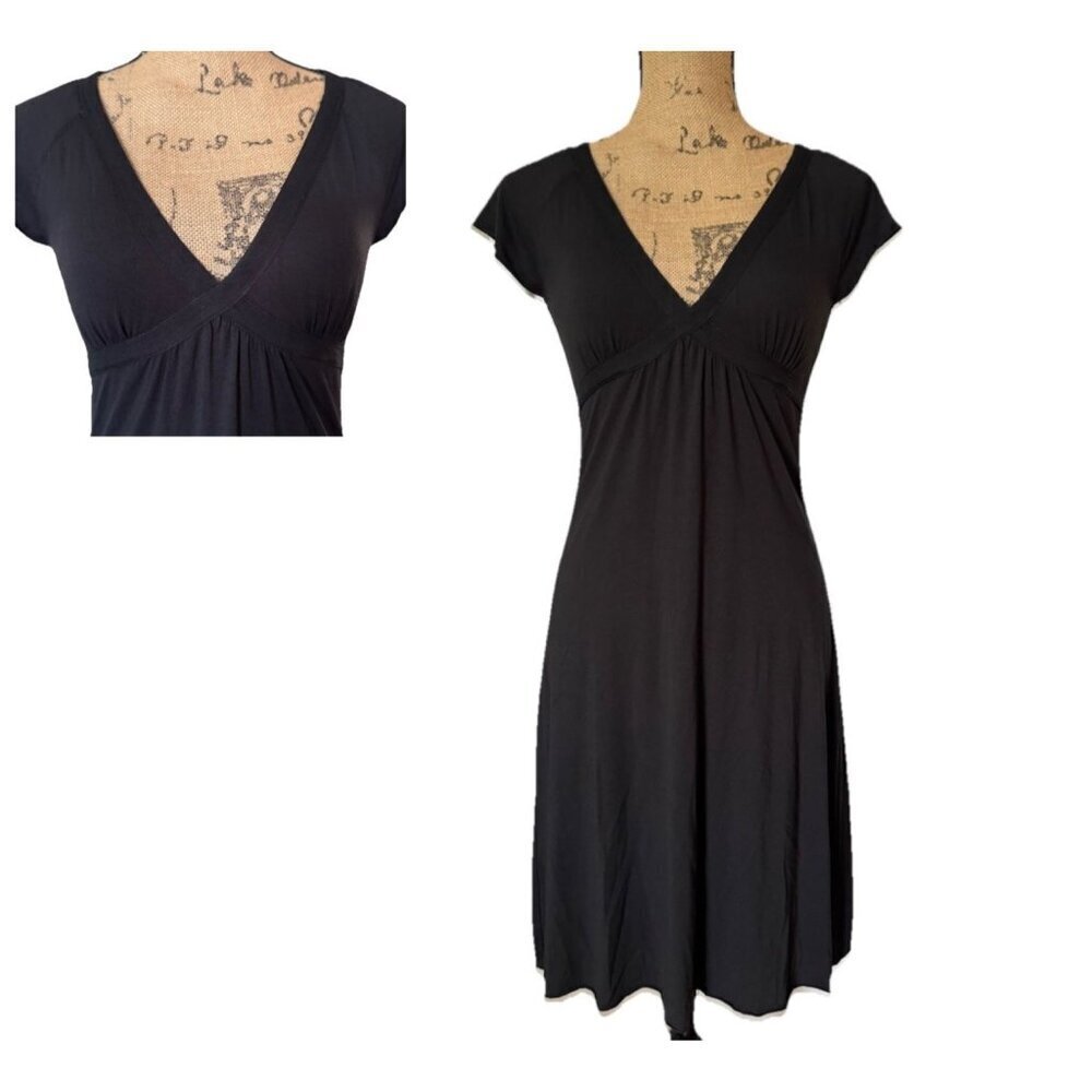 GAP Vtg Y2K Black Babydoll Milkmaid Dress Fairy Grunge Goth Dainty 90s SMALL